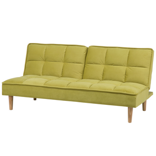 Sofa Bed Green 3 Seater Reclining Back Quilted Beliani