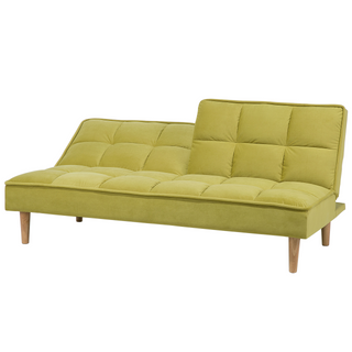 Sofa Bed Green 3 Seater Reclining Back Quilted Beliani