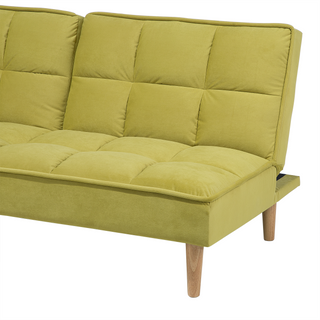 Sofa Bed Green 3 Seater Reclining Back Quilted Beliani
