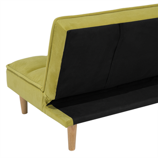 Sofa Bed Green 3 Seater Reclining Back Quilted Beliani