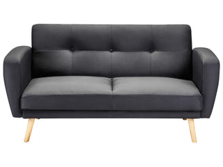 Sofa Bed Black Fabric Upholstered 2 Seater Convertible Wooden Legs Modern Minimalistic Living Room Beliani - Sofa In Store