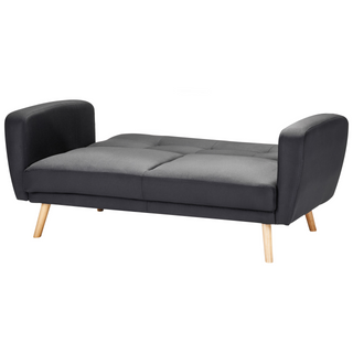 Sofa Bed Black Fabric Upholstered 2 Seater Convertible Wooden Legs Modern Minimalistic Living Room Beliani - Sofa In Store