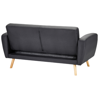Sofa Bed Black Fabric Upholstered 2 Seater Convertible Wooden Legs Modern Minimalistic Living Room Beliani - Sofa In Store