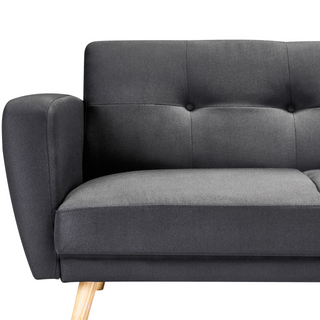 Sofa Bed Black Fabric Upholstered 2 Seater Convertible Wooden Legs Modern Minimalistic Living Room Beliani - Sofa In Store