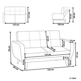 Sofa Bed Black Fabric Upholstered 2 Seater Convertible Wooden Legs Modern Minimalistic Living Room Beliani - Sofa In Store
