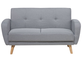 Sofa Bed Grey Fabric Upholstered 2 Seater Convertible Wooden Legs Modern Minimalistic Living Room Beliani - Sofa In Store