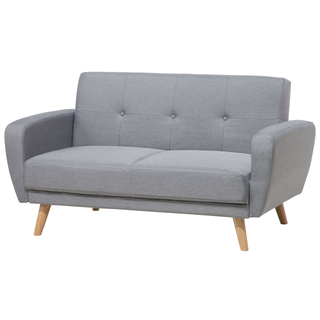 Sofa Bed Grey Fabric Upholstered 2 Seater Convertible Wooden Legs Modern Minimalistic Living Room Beliani - Sofa In Store