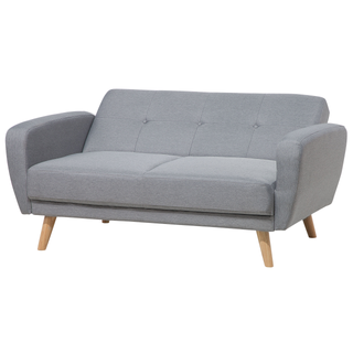 Sofa Bed Grey Fabric Upholstered 2 Seater Convertible Wooden Legs Modern Minimalistic Living Room Beliani - Sofa In Store
