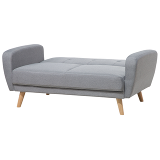 Sofa Bed Grey Fabric Upholstered 2 Seater Convertible Wooden Legs Modern Minimalistic Living Room Beliani - Sofa In Store