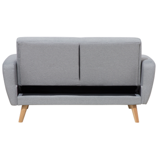Sofa Bed Grey Fabric Upholstered 2 Seater Convertible Wooden Legs Modern Minimalistic Living Room Beliani - Sofa In Store