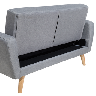 Sofa Bed Grey Fabric Upholstered 2 Seater Convertible Wooden Legs Modern Minimalistic Living Room Beliani - Sofa In Store
