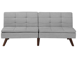 Sofa Bed Grey 3-Seater Quilted Upholstery Click Clack Split Back Metal Legs Beliani - 100050