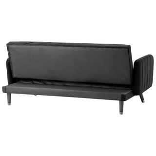 Sofa Bed Dark Black Velvet Fabric Modern Living Room 3 Seater Wooden Legs Track Arm Beliani - Sofa In Store