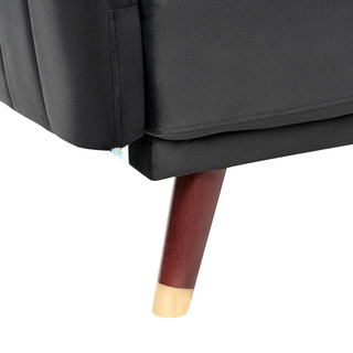 Sofa Bed Dark Black Velvet Fabric Modern Living Room 3 Seater Wooden Legs Track Arm Beliani - Sofa In Store