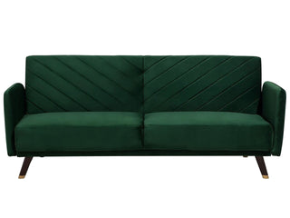 Sofa Bed Emerald Green Velvet Fabric Modern Living Room 3 Seater Wooden Legs Track Arm Beliani - Sofa In Store