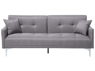 Sofa Bed Grey 3 Seater Buttoned Seat Click Clack Beliani - 15014
