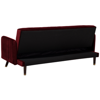 Sofa Bed Dark Red Velvet Fabric Modern Living Room 3 Seater Wooden Legs Track Arm Beliani