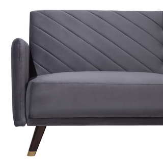 Sofa Bed Grey Velvet Fabric Modern Living Room 3 Seater Wooden Legs Track Arm Beliani - Sofa In Store