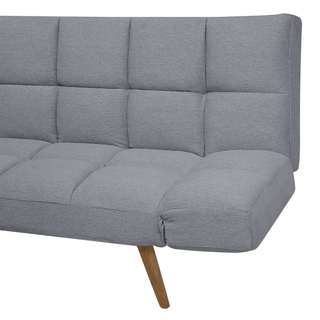Sofa Bed Light Grey Fabric Upholstered 3 Seater Reclining Backrest Square Quilted Beliani