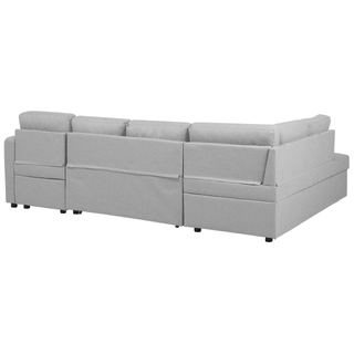Corner Sofa Bed Light Grey Fabric Modern Living Room U-Shaped 5 Seater with Storage Chaise Lounges Beliani - Sofa In Store