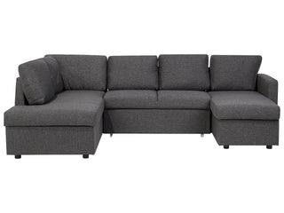 Corner Sofa Bed Dark Grey Fabric Modern Living Room U-Shaped 5 Seater with Storage Chaise Lounges Beliani - Sofa In Store