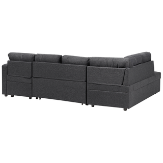Corner Sofa Bed Dark Grey Fabric Modern Living Room U-Shaped 5 Seater with Storage Chaise Lounges Beliani - Sofa In Store
