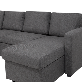 Corner Sofa Bed Dark Grey Fabric Modern Living Room U-Shaped 5 Seater with Storage Chaise Lounges Beliani - Sofa In Store