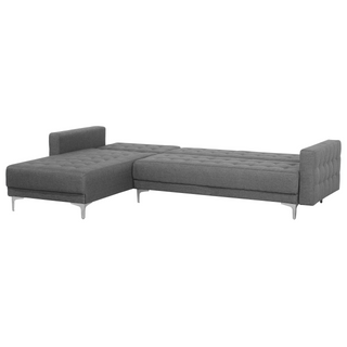 Corner Sofa Bed Grey Tufted Fabric Modern L-Shaped Modular 4 Seater Right Hand Chaise Longue Beliani - Sofa In Store