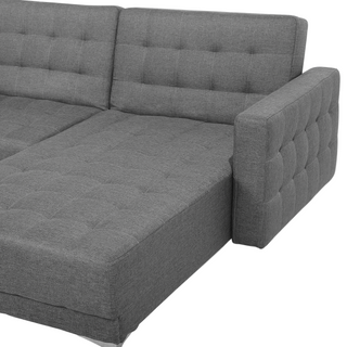 Corner Sofa Bed Light Grey Tufted Fabric Modern L-Shaped Modular 4 Seater Left Hand Chaise Longue Beliani - Sofa In Store