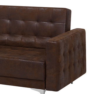 Corner Sofa Bed Brown Faux Leather Tufted Modern L-Shaped Modular 4 Seater Right Hand Chaise Longue Beliani