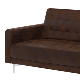 Corner Sofa Bed Brown Faux Leather Tufted Modern L-Shaped Modular 4 Seater Left Hand Chaise Longue Beliani