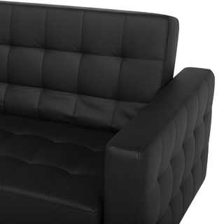 Corner Sofa Bed Black Faux Leather Tufted Modern L-Shaped Modular 4 Seater Right Hand Chaise Longue Beliani
