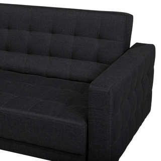 Corner Sofa Bed Graphite Grey Tufted Fabric Modern L-Shaped Modular 4 Seater Right Hand Chaise Longue Beliani - Sofa In Store