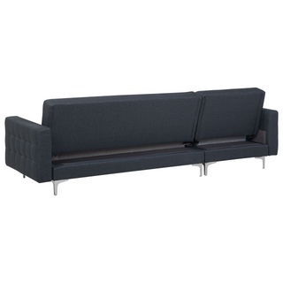 Corner Sofa Bed Dark Grey Tufted Fabric Modern L-Shaped Modular 4 Seater Right Hand Chaise Longue Beliani