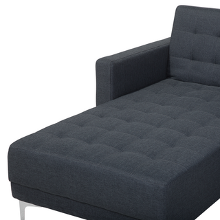 Corner Sofa Bed Dark Grey Tufted Fabric Modern L-Shaped Modular 4 Seater Right Hand Chaise Longue Beliani