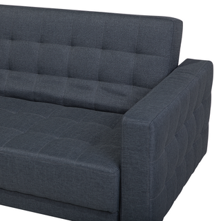Corner Sofa Bed Dark Grey Tufted Fabric Modern L-Shaped Modular 4 Seater Right Hand Chaise Longue Beliani