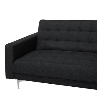 Corner Sofa Bed Graphite Grey Tufted Fabric Modern L-Shaped Modular 4 Seater with Ottoman Left Hand Chaise Longue Beliani