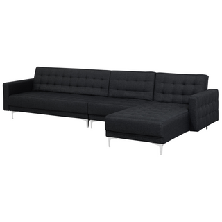 Corner Sofa Bed Graphite Grey Tufted Fabric Modern L-Shaped Modular 5 Seater Left Hand Chaise Longue Beliani - Sofa In Store