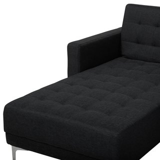Corner Sofa Bed Graphite Grey Tufted Fabric Modern L-Shaped Modular 5 Seater with Ottoman Right Hand Chaise Longue Beliani - Sofa In Store