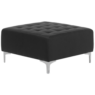 Corner Sofa Bed Black Faux Leather Tufted Modern L-Shaped Modular 4 Seater with Ottoman Right Hand Chaise Longue Beliani