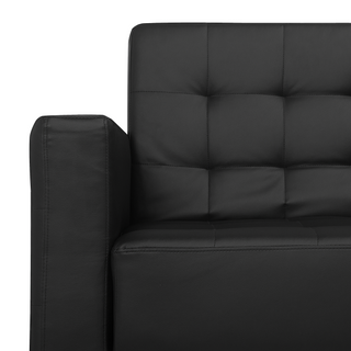 Corner Sofa Bed Black Faux Leather Tufted Modern L-Shaped Modular 5 Seater Left Hand Chaise Longue Beliani