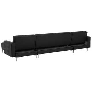 Corner Sofa Bed Black Faux Leather Tufted Modern U-Shaped Modular 5 Seater with Chaise Lounges Beliani