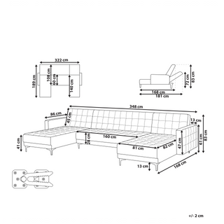 Corner Sofa Bed Black Faux Leather Tufted Modern U-Shaped Modular 5 Seater with Chaise Lounges Beliani