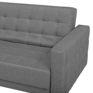 Corner Sofa Bed Grey Tufted Fabric Modern L-Shaped Modular 4 Seater with Ottoman Right Hand Chaise Lounge Beliani