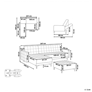 Corner Sofa Bed Grey Tufted Fabric Modern L-Shaped Modular 4 Seater with Ottoman Right Hand Chaise Lounge Beliani