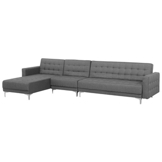 Corner Sofa Bed Grey Tufted Fabric Modern L-Shaped Modular 5 Seater Right Hand Chaise Longue Beliani - Sofa In Store