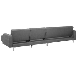 Corner Sofa Bed Light Grey Tufted Fabric Modern L-Shaped Modular 5 Seater Left Hand Chaise Longue Beliani - Sofa In Store