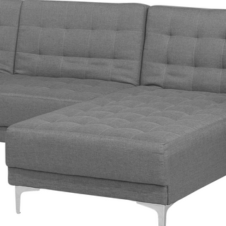 Corner Sofa Bed Light Grey Tufted Fabric Modern L-Shaped Modular 5 Seater Left Hand Chaise Lounge Beliani - Sofa In Store