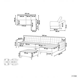 Corner Sofa Bed Light Grey Tufted Fabric Modern L-Shaped Modular 5 Seater Left Hand Chaise Lounge Beliani - Sofa In Store
