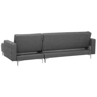 Corner Sofa Bed Grey Tufted Fabric Modern L-Shaped Modular 4 Seater with Ottoman Left Hand Chaise Lounge Beliani - Sofa In Store